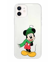 Apple iPhone 12 Uyumlu Kapak Mickey Mouse Tasarımlı Şeffaf Silikon Kılıf