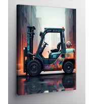 Kanvas Tablo Forklift Ve Renkli Arka Plan