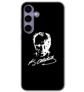 Galaxy S24 Kılıf HD Desen Baskılı Kılıf - Atatürk Silüet İmza
