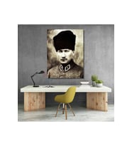 Atatürk Görseli Kanvas Tablo Dikey Duvar Tablosu Ev Ofis Dekoru Ev Ofis Hediyesi