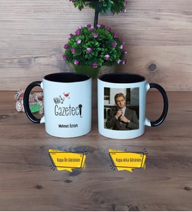 Gazeteci Kupa Bardak Siyah Fotoğraflı Çalışan Gazeteciler Günü Hediyesi
