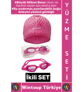 #YüzmeSeti Ayarlanabilir Su Geçirmez Buğu Önleyici Yüzücü Gözlüğü Büyük Beden Silikon Bone İkili Set