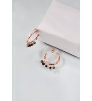Papatya Silver 925 Ayar Gümüş Rose Kaplama OlivesTaşlı Shakira Halka Küpe
