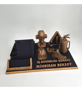 Kişiye Özel İş Güvenliği Uzmanı Masa İsimliği Kartvizitlik - OSGB & Yeni İş Tebrik Hediyesi