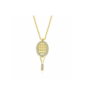925 Ayar Gümüş Gold Tenis Raketi Kadın Kolye