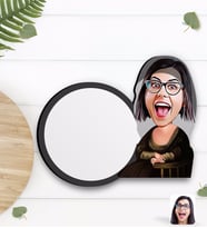 BK Gift Kişiye Özel Mona Lisa Karikatürlü Ahşap Bardak Altlığı-1