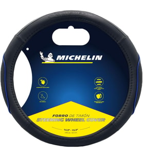 ML-1003-NAZ Premium Suni Deri Direksiyon Kapağı, Siyah/Mavi