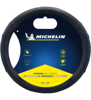 ML-1003-NAZ Premium Suni Deri Direksiyon Kapağı, Siyah/Mavi