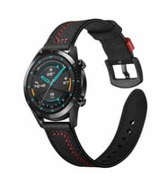​​Galaxy Watch 46mm (22mm) KRD-19 Dikişli Deri Tasarım Kordon Siyah