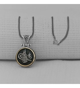 Osmanlı Tuğrası Ortası Dönen 925 Ayar Gümüş Erkek Kolye