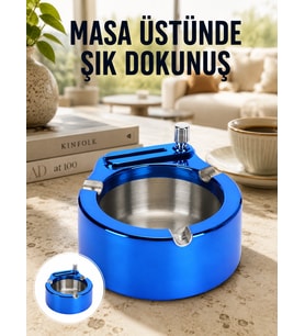 Masa Üstü Çakmaklı Küllük Paslanmaz Metal Gövde Yeni Nesil
