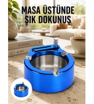 Masa Üstü Çakmaklı Küllük Paslanmaz Metal Gövde Yeni Nesil