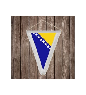 Bosna Hersek Beyaz Saçaklı Üçgen Flama Bayrak Hatıra Flama