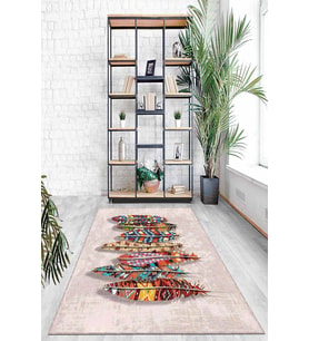 Çok Renkli 3D Üç Boyutlu Kaymaz Tabanlı Dekoratif Halı AR699 - 100 x 160 cm
