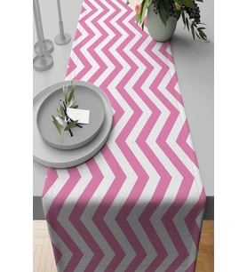 Pembe Zigzag Desenli Premium Masa Örtüsü Runner RNR303