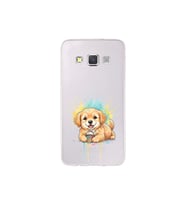Samsung Galaxy A3 ile Uyumlu Splash Köpek Tasarımlı Şeffaf Silikon Kılıf
