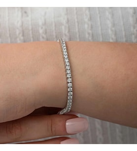 Gümüş 3.5 mm Beyaz Taşlı Su Yolu Kadın Bileklik