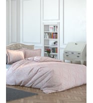 ÇİFT KİŞİLİK GEOMETRİK DESENLİ NEVRESİM TAKIMI %100 PAMUKLU RANFORCE KUMAŞ (Pembe)