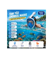 HyMark Tam Yüz Şnorkel Maske (S-M) Beden Panoramik Görüşlü Deniz Gözlüğü Dry Top Sistem Şnorkel Seti
