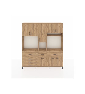Arges Gardrop 10 Raflı 6 Çekmeceli 8 Kapaklı 220x30x243 Çam-Çam