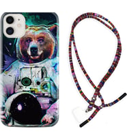 Apple iPhone 11 12 13 Mini Kılıf Boyun Asklı Rasta Silikon Astronot Panda 1755