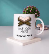 Kuran Kursu Hocası Kupa Bardak ve Taş Bardak Altlığı Hediye Seti
