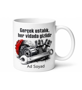 Oto Tamircisine Motor Yağı Fren Balatası Araç Altı Temalı Hediye Kupa Bardak