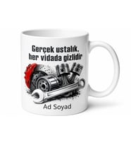 Oto Tamircisine Motor Yağı Fren Balatası Araç Altı Temalı Hediye Kupa Bardak