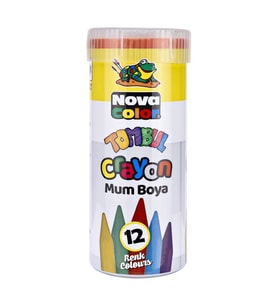 Nova Color Tombul Mum Boya 12 Renk Metal Tüp 