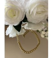 Özel Kutusunda Hediye Paketiyle Gold 0,5 Cm Çelik Balıksırtı Zincir Bileklik 19+3 Cm