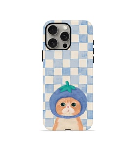 iPhone 15 Pro Vorian Çift Katmanlı MagSafe Kılıf Blueberry Cat Check