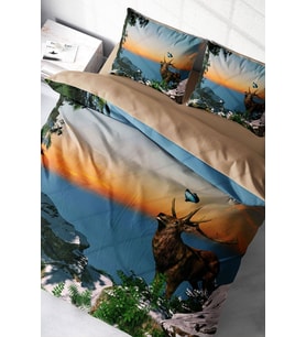 Nevresim Takımı %100 Doğal Pamuk Çift Kişilik 3d Digital Deer