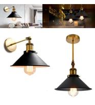 RİOLİGHT RETRO,RUSTİK,VİNTAGE MAFSALLI HAREKETLİ BAŞLIK METAL DUVAR APLİK ŞAPKA ÇAPI:23CM  (Siyah - Beyaz)