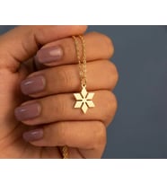 Kişiye Özel 925 Ayar Gümüş Zarif Kar Tanesi Kolye (Gold)