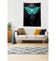 Siyah Butterfly Kelebek Leke Tutmaz Kadife Kumaş Duvar Örtüsü Duvar Halısı Tapestry (Turkuaz)