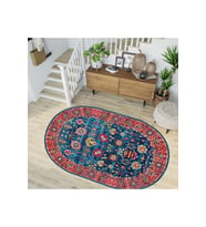 Eliana Home Baskılı, Yıkanabilir Kaymaz Taban Oval Halı TYC00515954670 100x150 cm (Mavi)