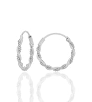 Gümüş işlemeli çift burgulu 18 mm halka küpe SGTL12751RODAJ