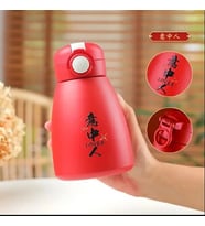 500ml Büyük Kapasiteli Paslanmaz Çelik Taşınabilir Lcd Göstergeli Sticker Termos (Kırmızı)
