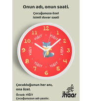 İsme Özel Sevimli Tilki Çocuk Odası Duvar Saati Orta Boy 30 cm Beyaz Camlı Sessiz