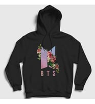Presmono Unisex Siyah Roses Bts Kapüşonlu Sweatshirt 22599tt