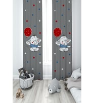 MEKTA HOME BEBEK VE ÇOCUK ODASI Filli Kırmızı Balon Desenli 2 Kanat Fon Perde