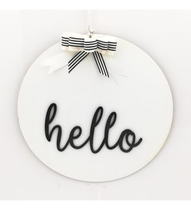 Lora Davet Ahşap Kapı süsü Hello (1 Adet) Beyaz - 54243