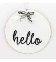 Lora Davet Ahşap Kapı süsü Hello (1 Adet) Beyaz - 54243