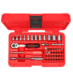 İZELTAŞ 1/4''ALTI KÖŞE LOKMA ANAHTAR VE BİTS SET 45 PARÇA
