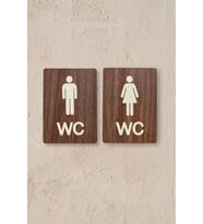 Kadın-Erkek WC Yönlendirme Levhası- İkili Set - Ceviz