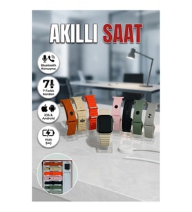 Bluetooth Aramalı Akıllı Saat 7 Kordonlu iOS Android Uyumlu Spor ve Günlük Kullanım
