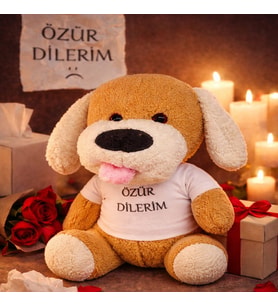 Özür Dilerim Tişörtlü Peluş Oyuncak Köpek