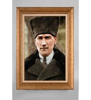 Çerçeveli Paspartulu Atatürk Tablo a496 (Gold)