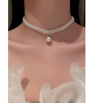 İncili Choker Kolye, İnci Boncuk Tasma Kolye (Krem)
