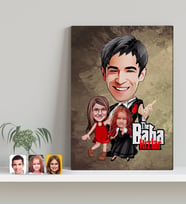 BK Gift Kişiye Özel Godfather Baba ve Kızlar Karikatürlü Kanvas Tablo-1